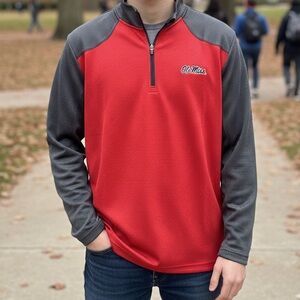 Ole Miss Knights Apparel Red and Gray Quarter-Zip Pullover